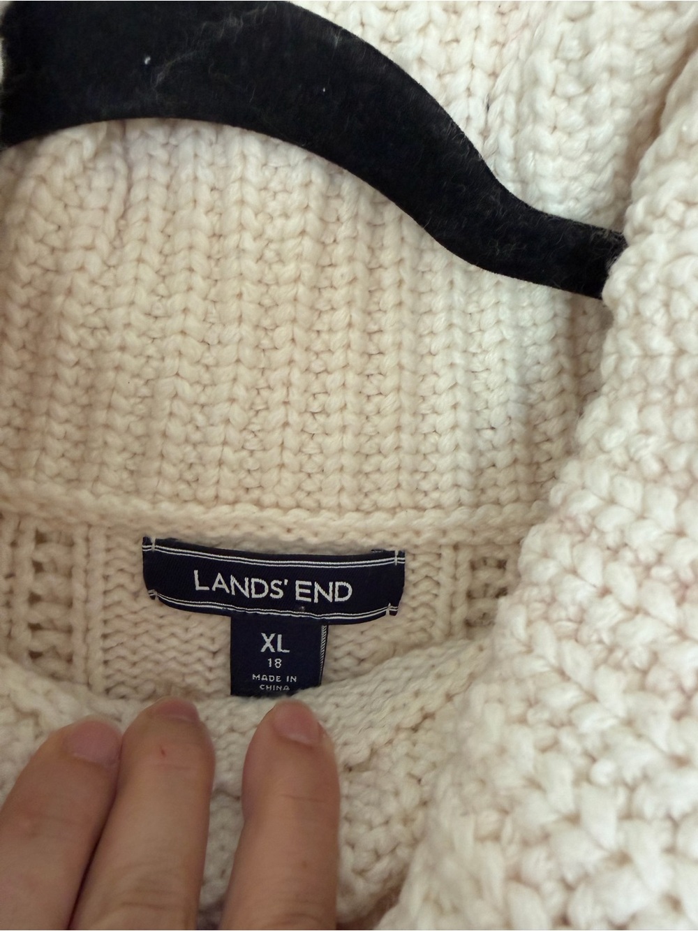 Lands' End Cream Cozy Chunky Crew Sweater